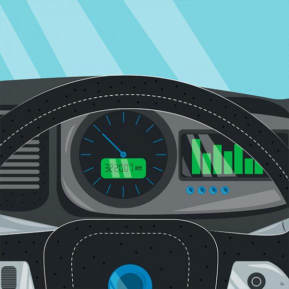 Tableau de bord d'un véhicule de taxi d'occasion